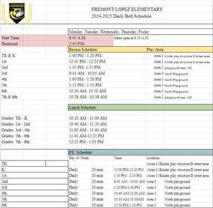 daily schedule